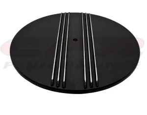 ALUMINUM 14" ROUND AIR CLEANER TOP POLISHED PARTIAL FINNED - BLACK