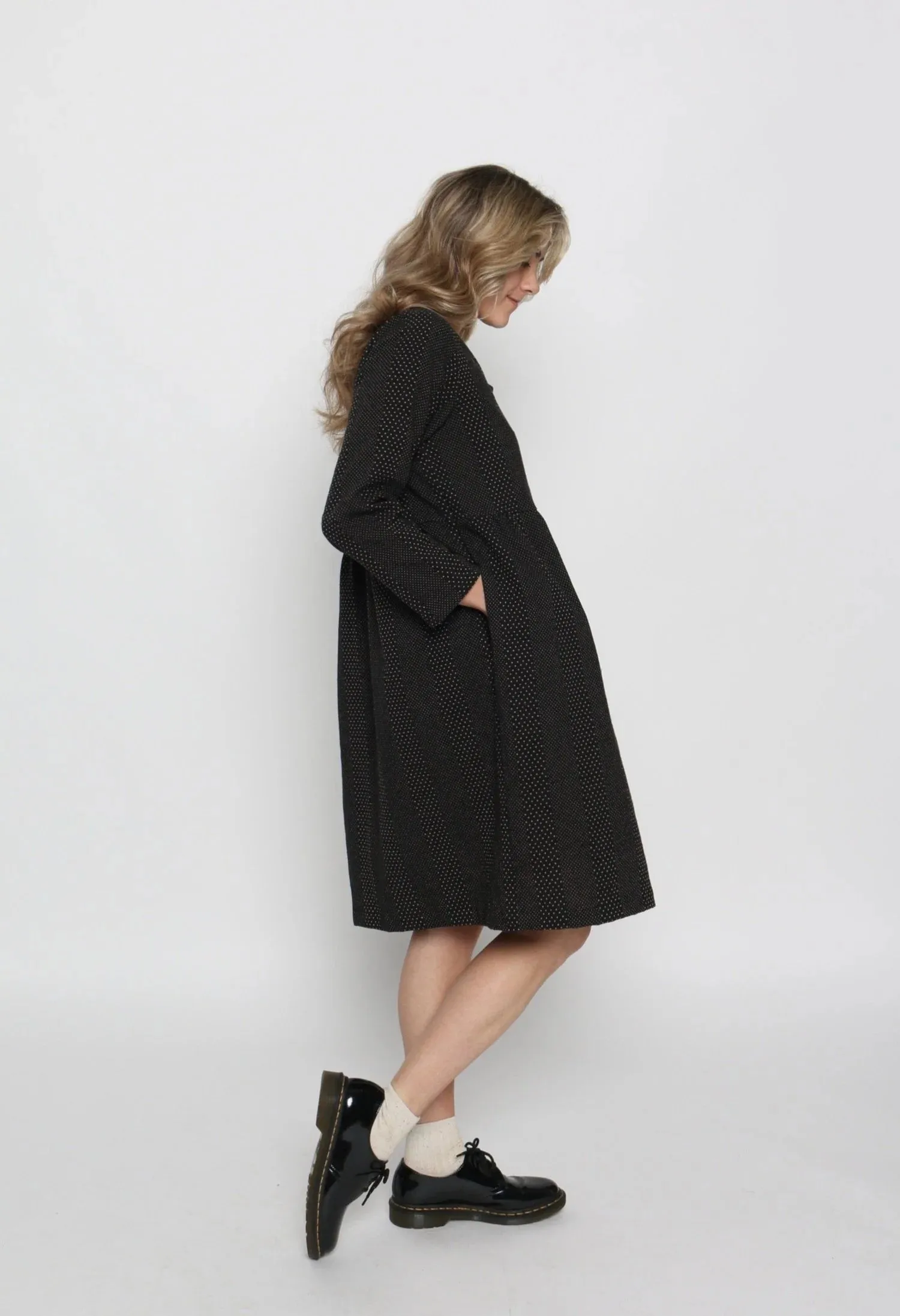 Brook Dress - Black w/Brown Dot