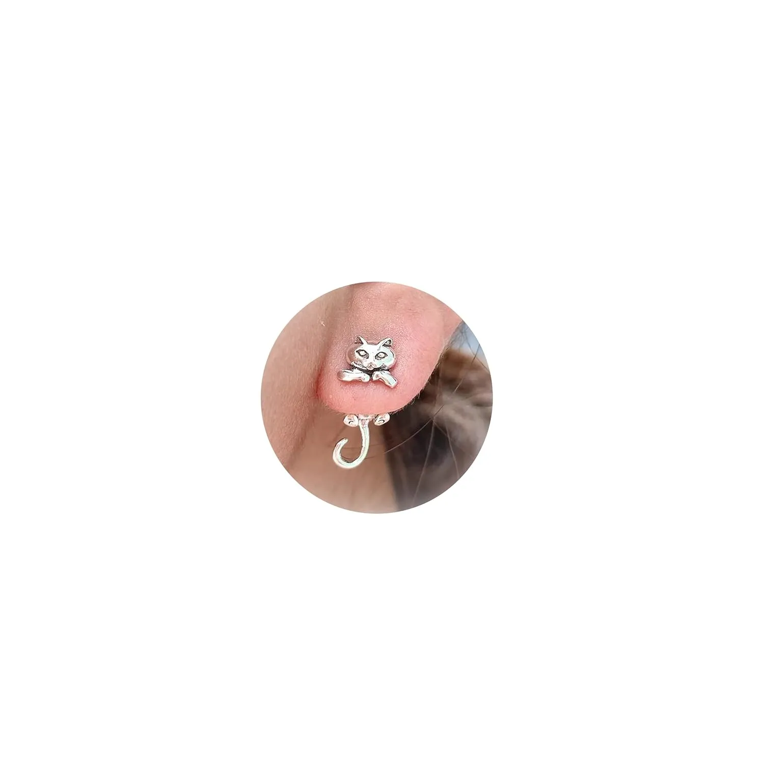 Cat Earrings Stud Cute Cat Lover Gifts for Women Silver Frog Cuff Earrings Unique Gifts Fun Animal Earrings Cat Themed Gifts Jewelry for Women