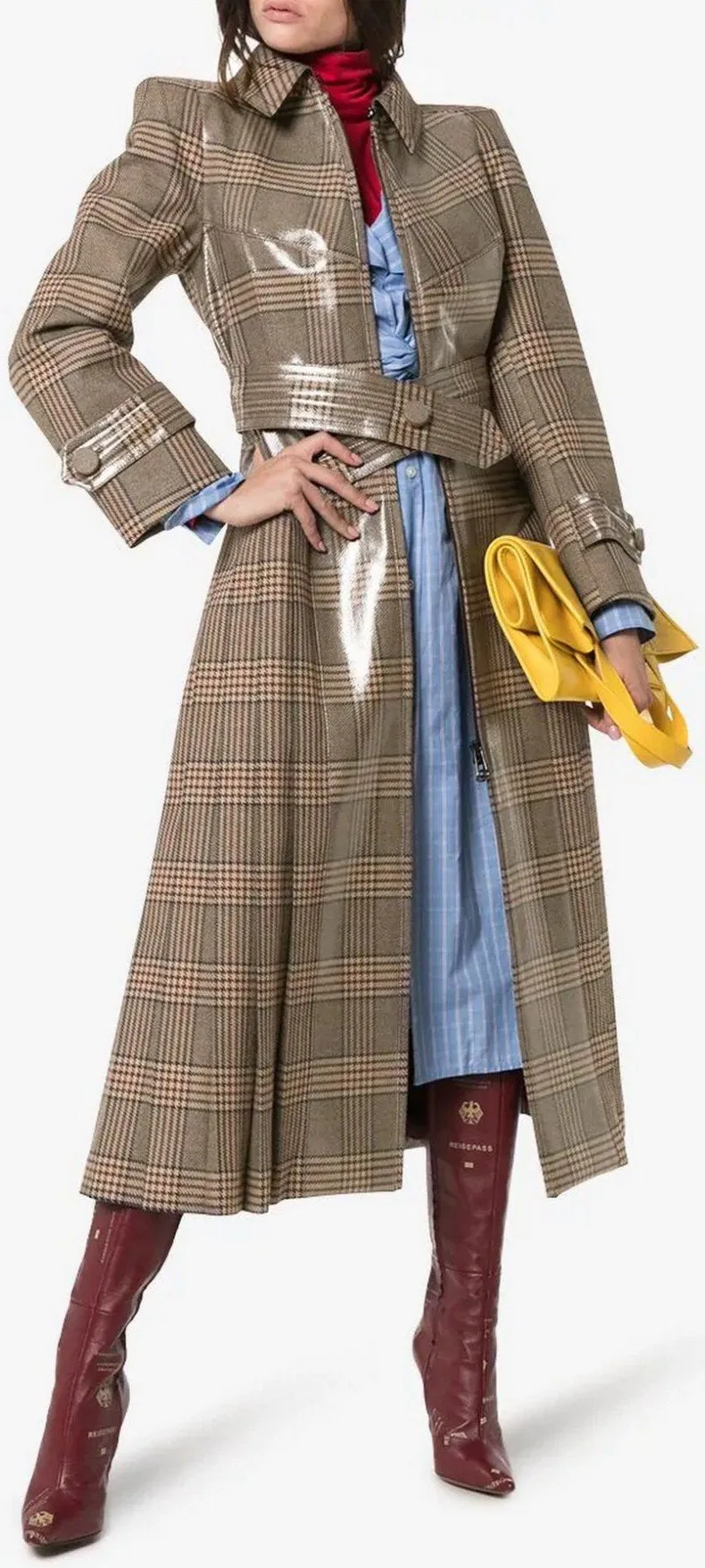 Check PVC Coated Trench Coat
