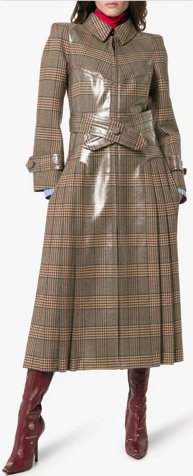 Check PVC Coated Trench Coat