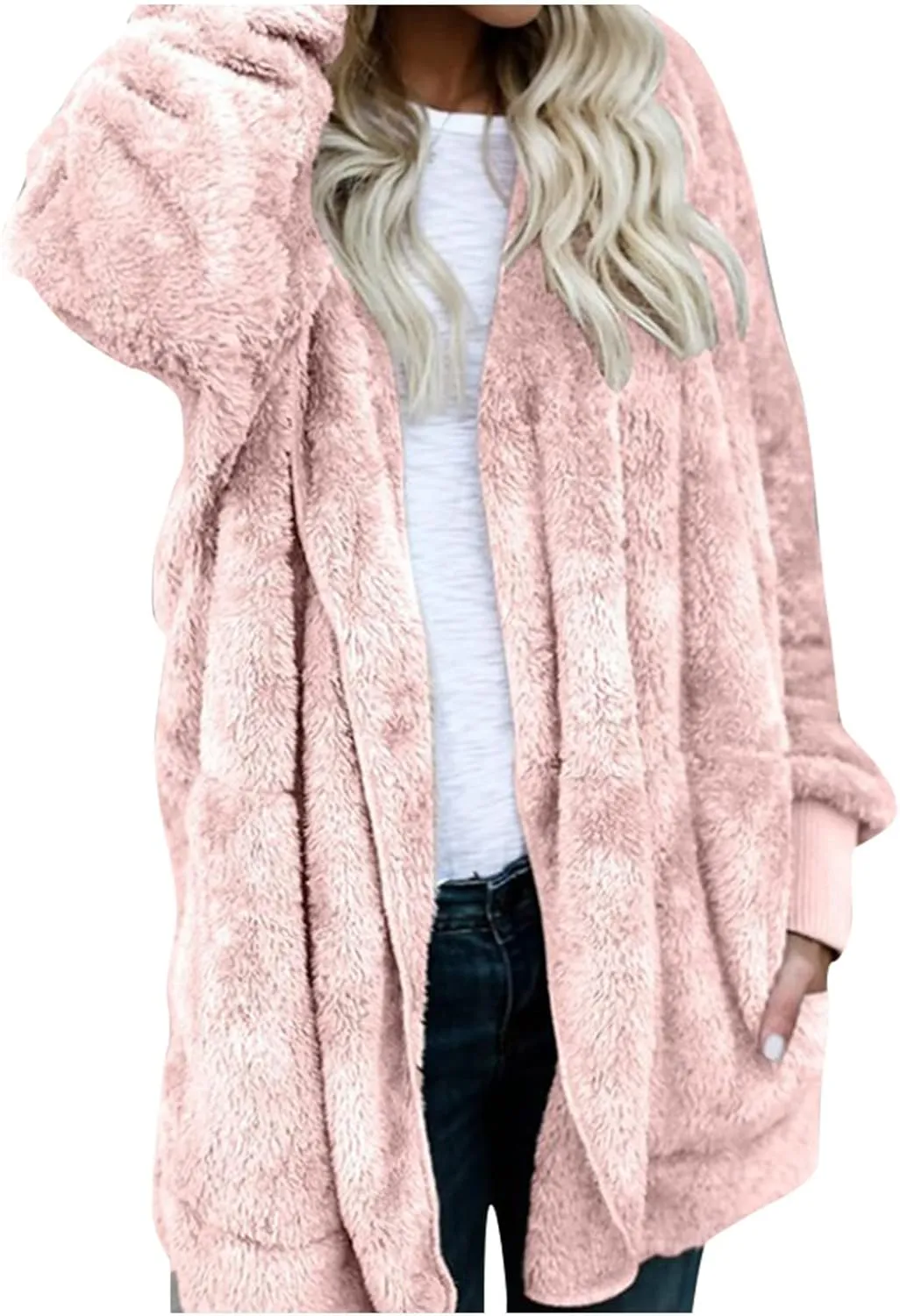 ChicCrate Women's Winter Coat 2025 Sherpa Fleece Shearling Trendy Jackets Warm Clothes Oversized Open Front Cardigan Outwear
