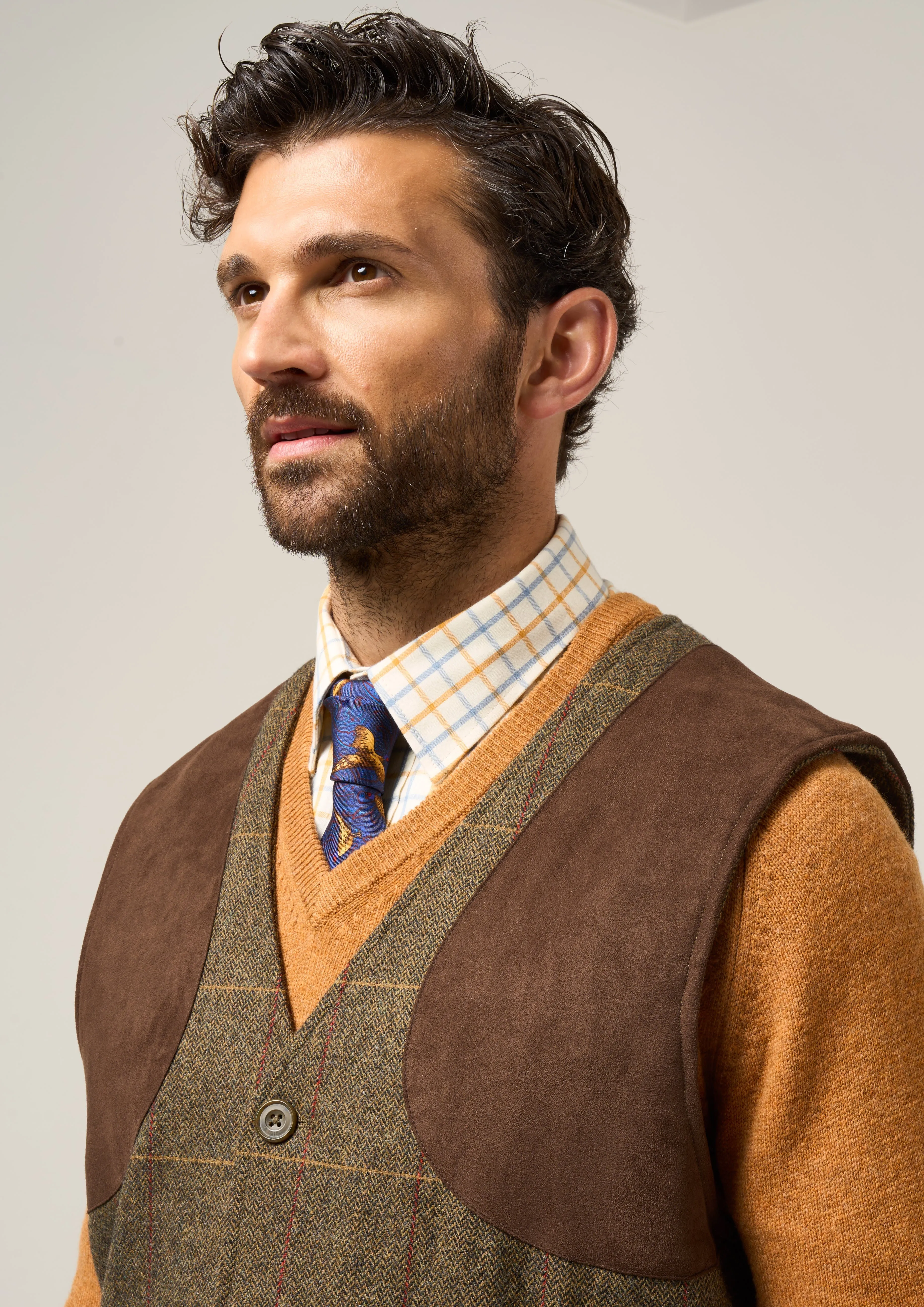 Combrook Men's Tweed Shooting Waistcoat in Teak - Shooting Fit
