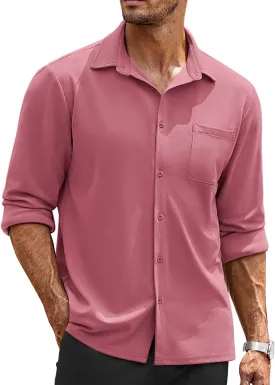 COOFANDY Mens Long Sleeve Button Down Shirts Wrinkle Free Untucked Shirts Casual Dress Shirt for Men