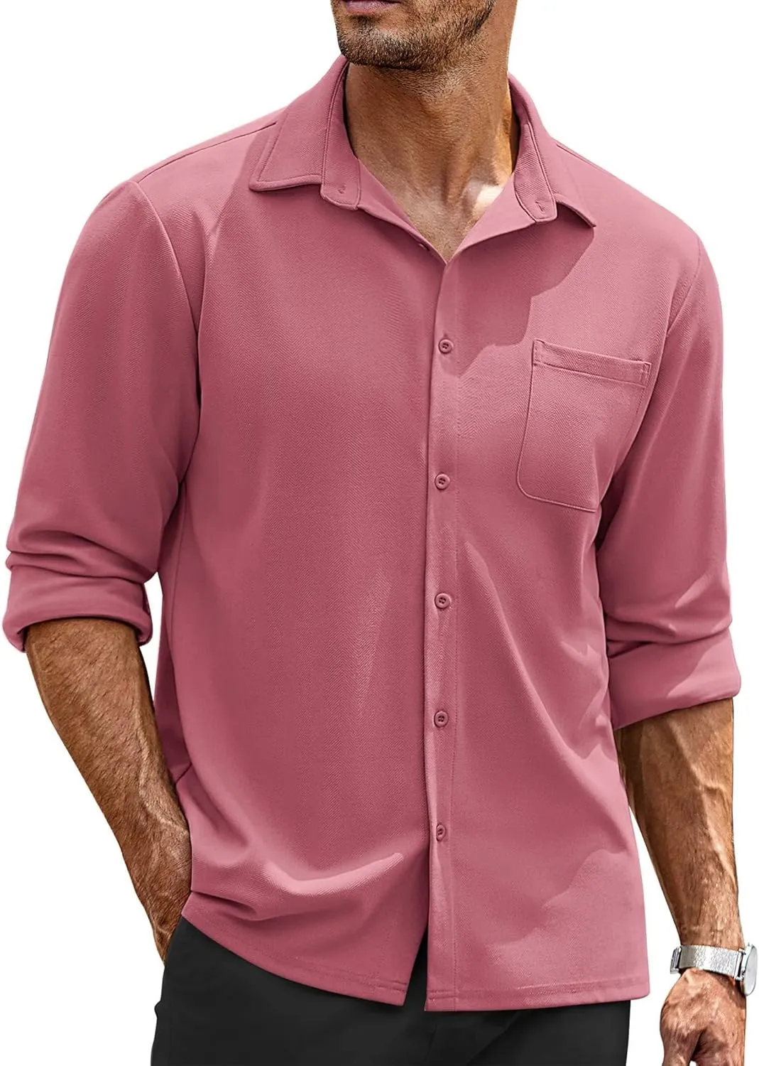COOFANDY Mens Long Sleeve Button Down Shirts Wrinkle Free Untucked Shirts Casual Dress Shirt for Men