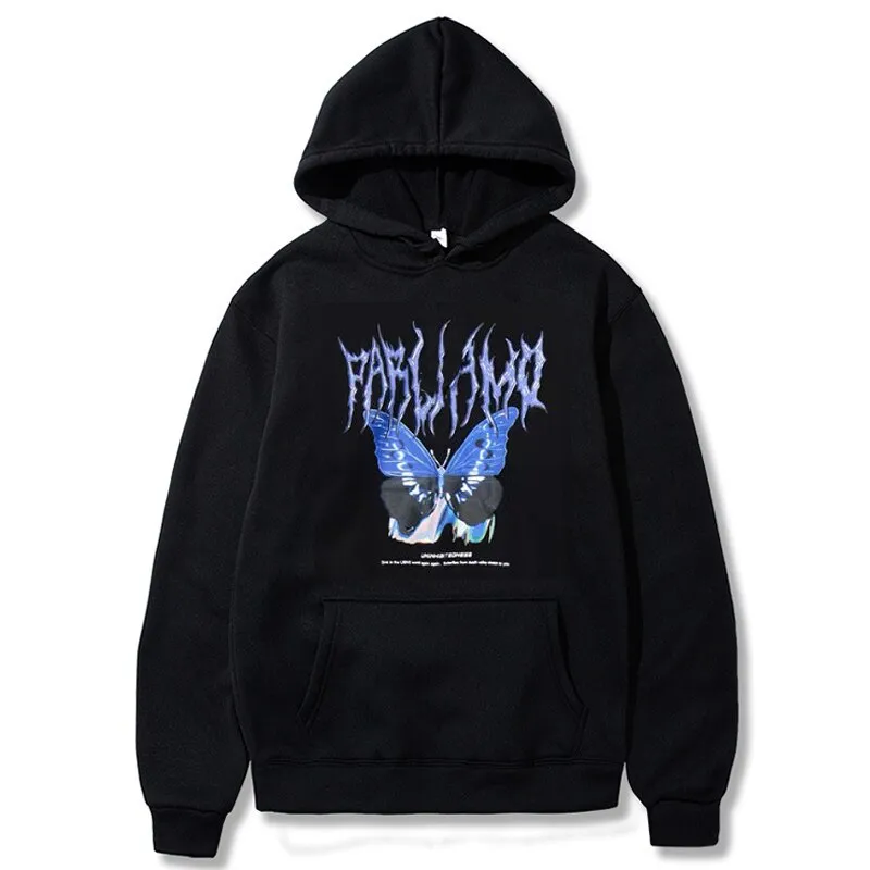 Cosplay Hoodies Harajuku Vintage Streetwear Tops Spring Long Sleeve Butterfly Print Sweatshirt Women Men Clothing
