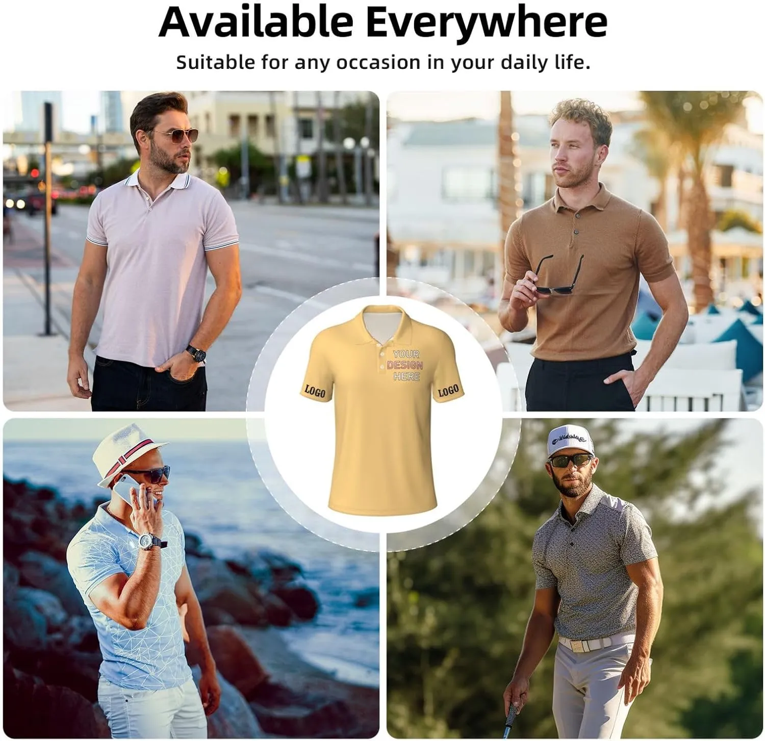 Custom Polo Shirt for Men Design Your Own Personalized Golf T Shirts Tee Front Print Text Photo Logo Name