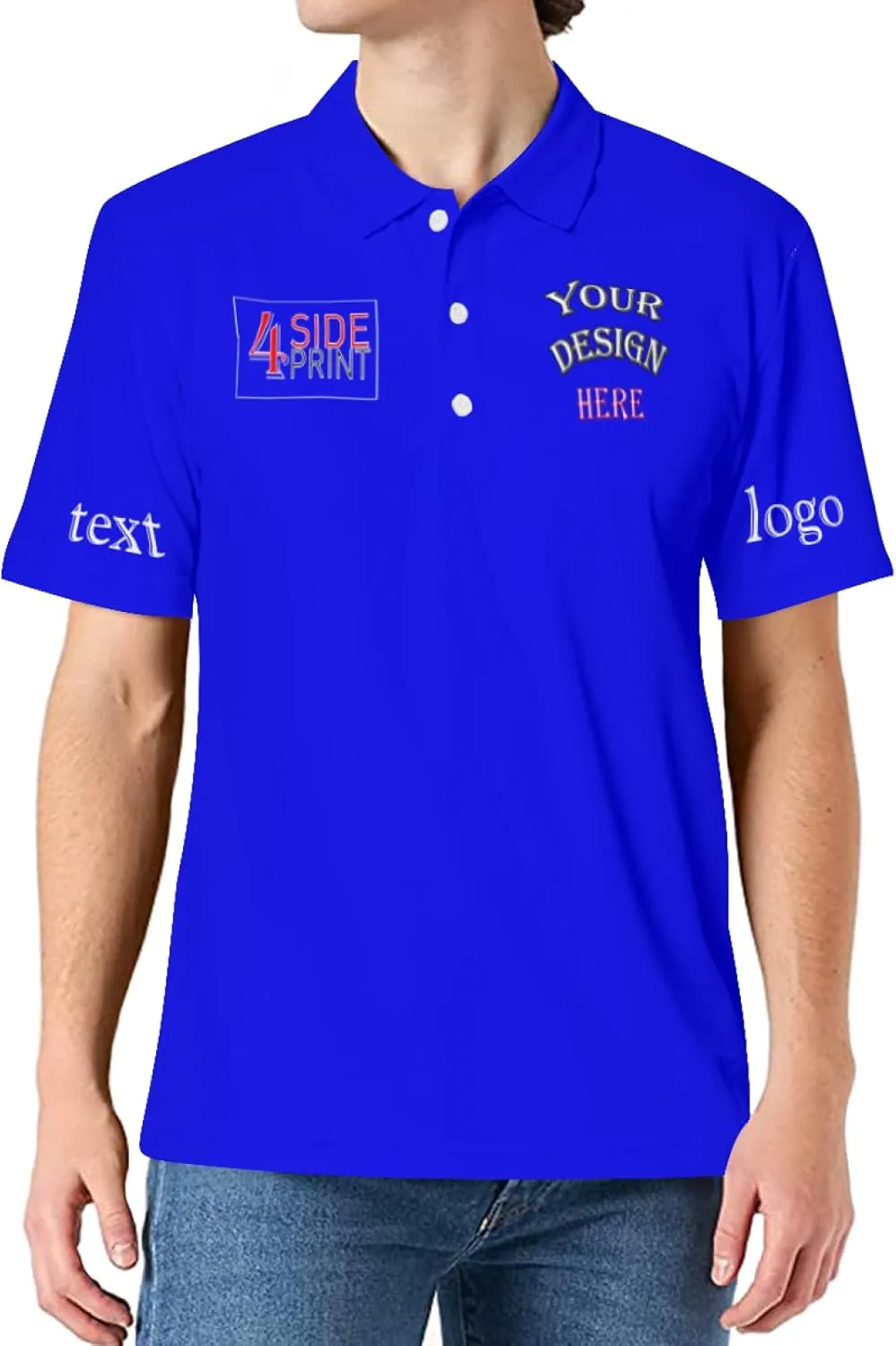 Custom Polo Shirts Bulk for Men Women Personalized Polo Shirts with Logo Name Picture for Business Print Work Shirt
