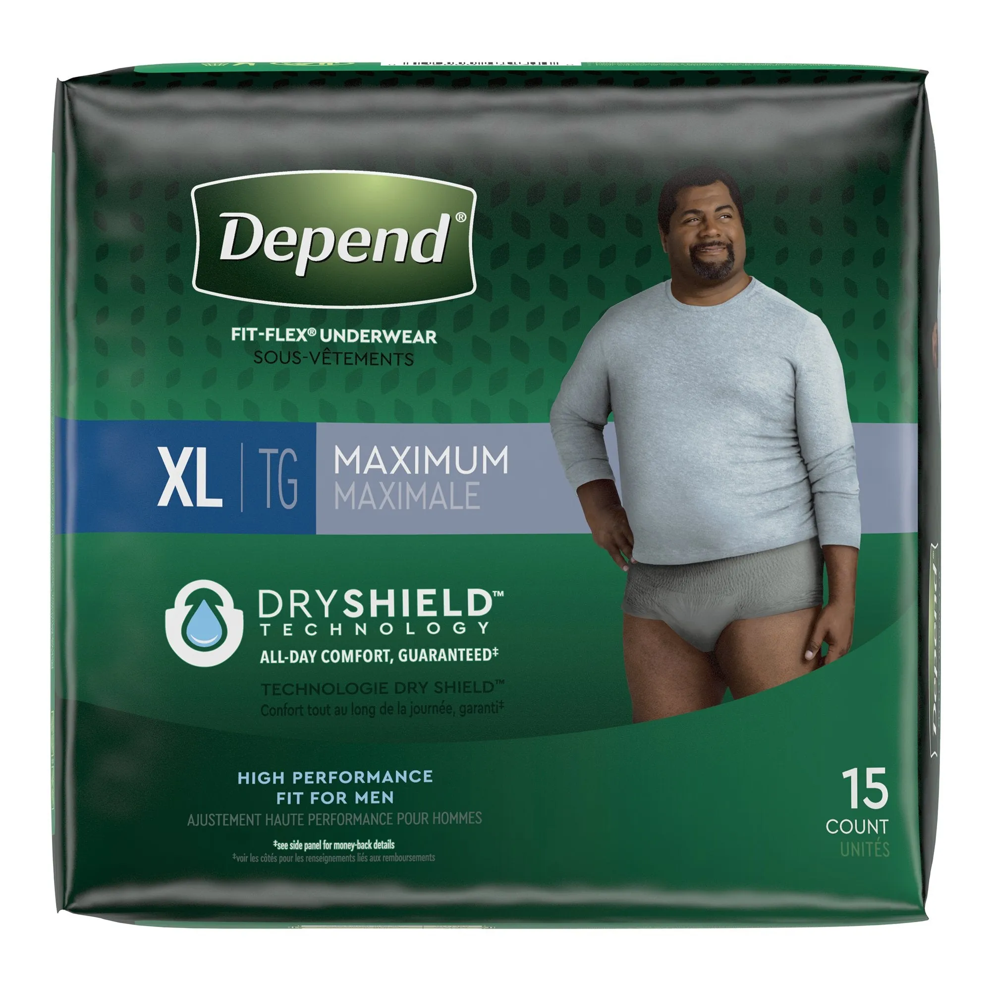 Depend FIT-FLEX Absorbent Underwear for Men, 44" to 64" Waist, X-Large