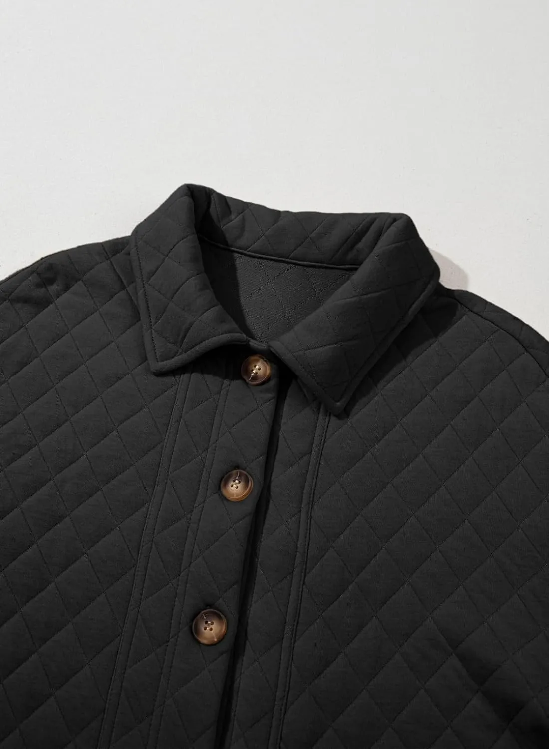 Dokotoo Casual Quilted Jackets for Women Button Down Collared Long Sleeve Shirts Spring Jackets with Pockets 2025