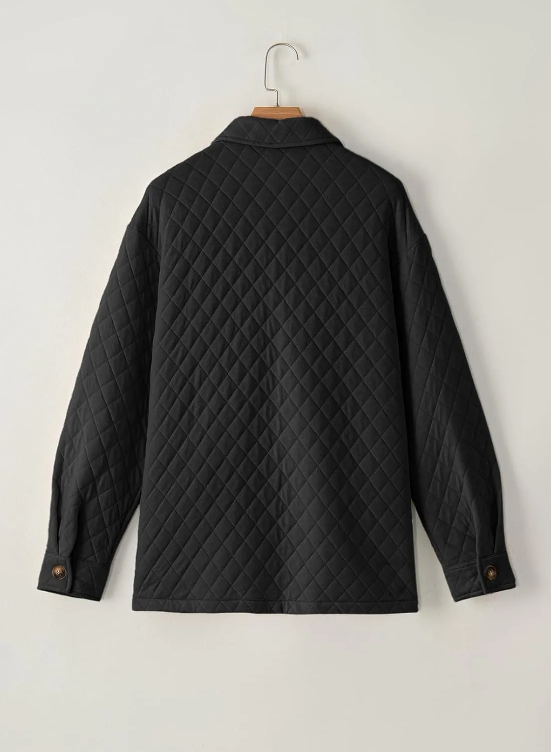Dokotoo Casual Quilted Jackets for Women Button Down Collared Long Sleeve Shirts Spring Jackets with Pockets 2025