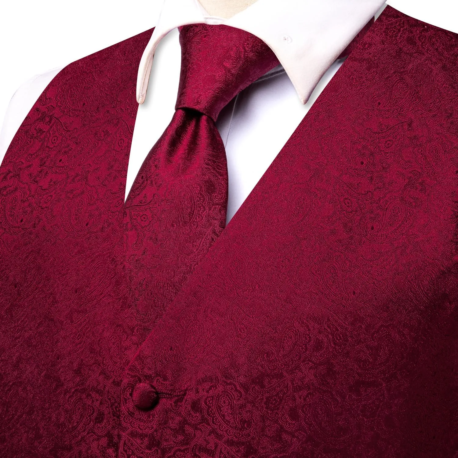 Dubulle Mens Suit Vest and Tie Set Paisley Floral Silk V-neck Waistcoats for Men with Necktie Wedding Tuxedo