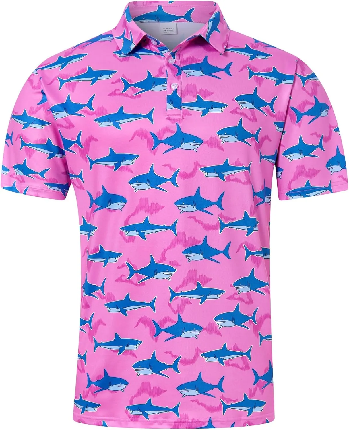 Fanient Men Golf Polo Shirts Short Sleeve 3D Printed Dry Fit Moisture Wicking 4-Way Stretch Summer Athletic Polo Shirts