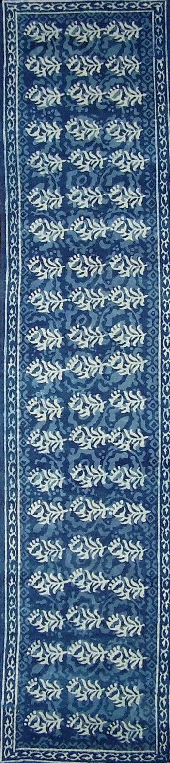 Indigo Blue Dabu Hand Block Print Cotton Table Runner 72" x 15"
