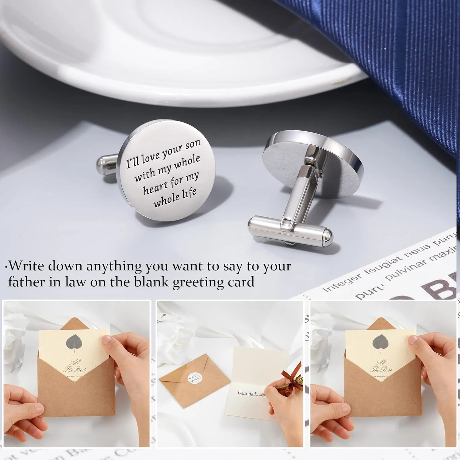 Jeka Father of The Bride and Groom Gifts - Wedding Tie Bars & Cufflinks - Keepsake Anniversary Jewelry for Men