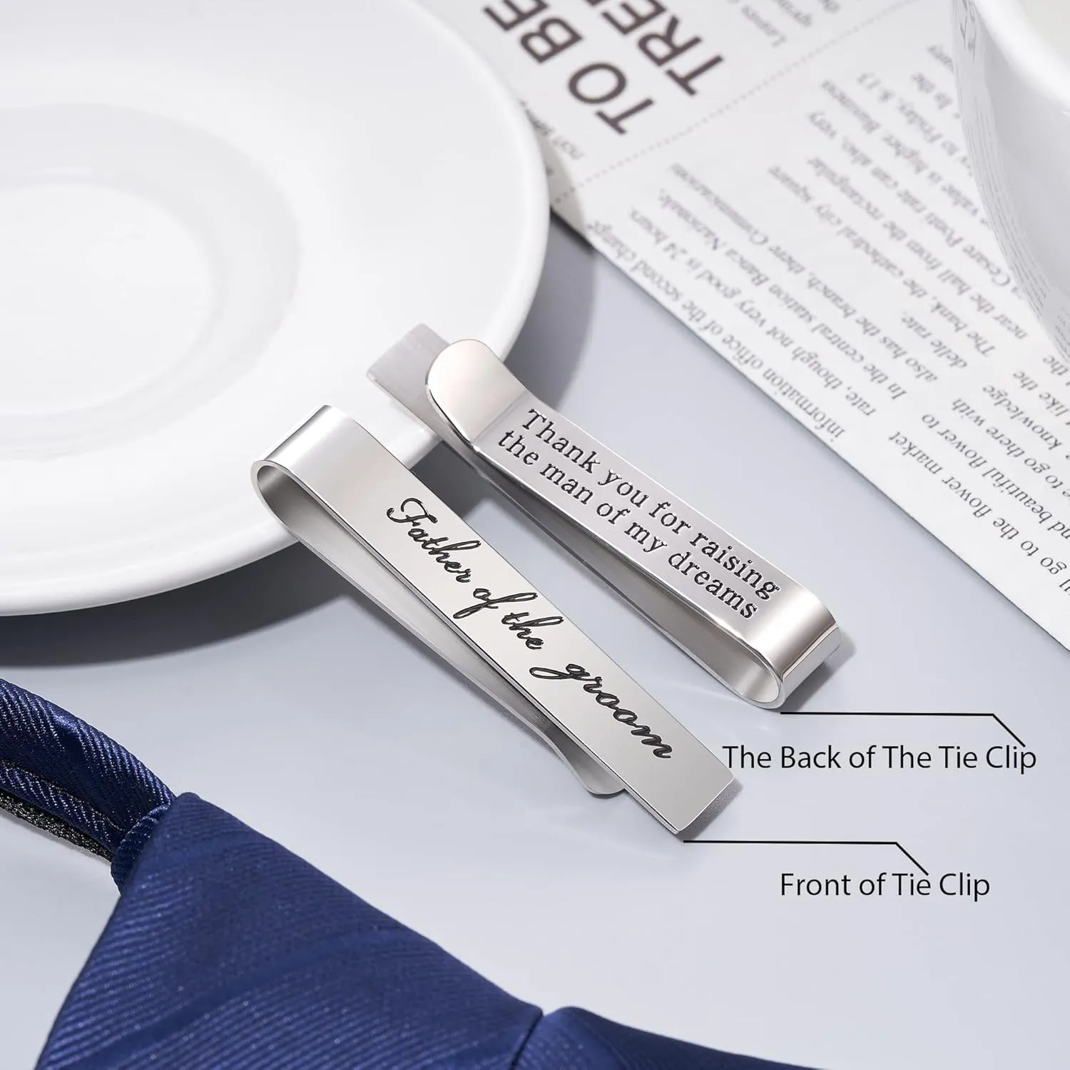 Jeka Father of The Bride and Groom Gifts - Wedding Tie Bars & Cufflinks - Keepsake Anniversary Jewelry for Men