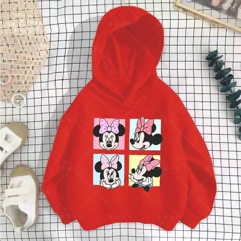 Kawaii Minnie Mouse Hoodie Kids Tracksuit Girls Clothing Cartoon Fashion Print Mickey Mouse Spring Fall Baby Boy Sweatshirt Tops