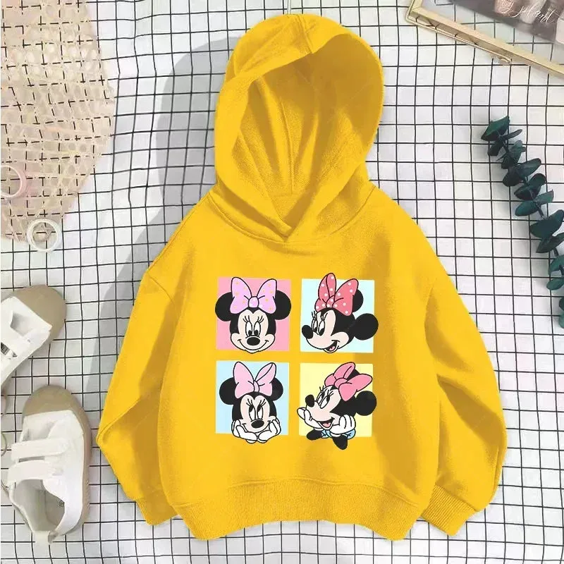 Kawaii Minnie Mouse Hoodie Kids Tracksuit Girls Clothing Cartoon Fashion Print Mickey Mouse Spring Fall Baby Boy Sweatshirt Tops