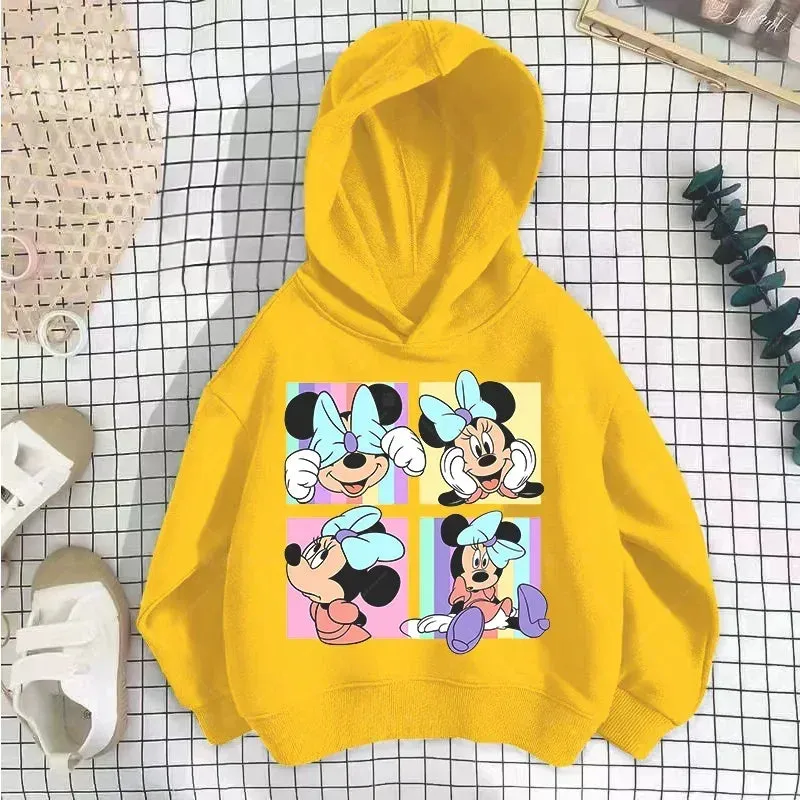 Kawaii Minnie Mouse Hoodie Kids Tracksuit Girls Clothing Cartoon Fashion Print Mickey Mouse Spring Fall Baby Boy Sweatshirt Tops