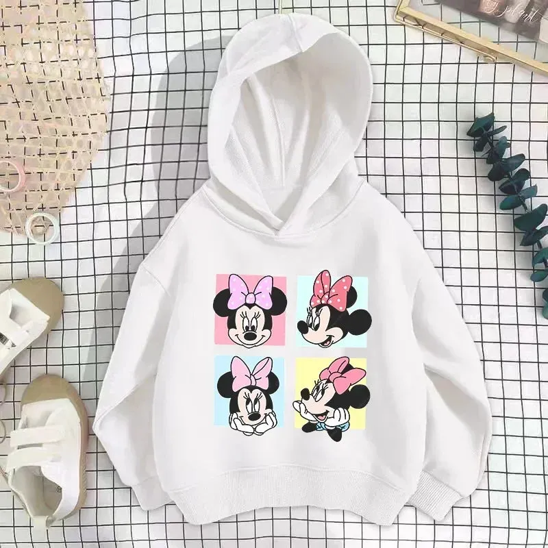 Kawaii Minnie Mouse Hoodie Kids Tracksuit Girls Clothing Cartoon Fashion Print Mickey Mouse Spring Fall Baby Boy Sweatshirt Tops