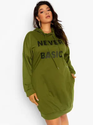 Letter Print Graceful Hoodie Dress