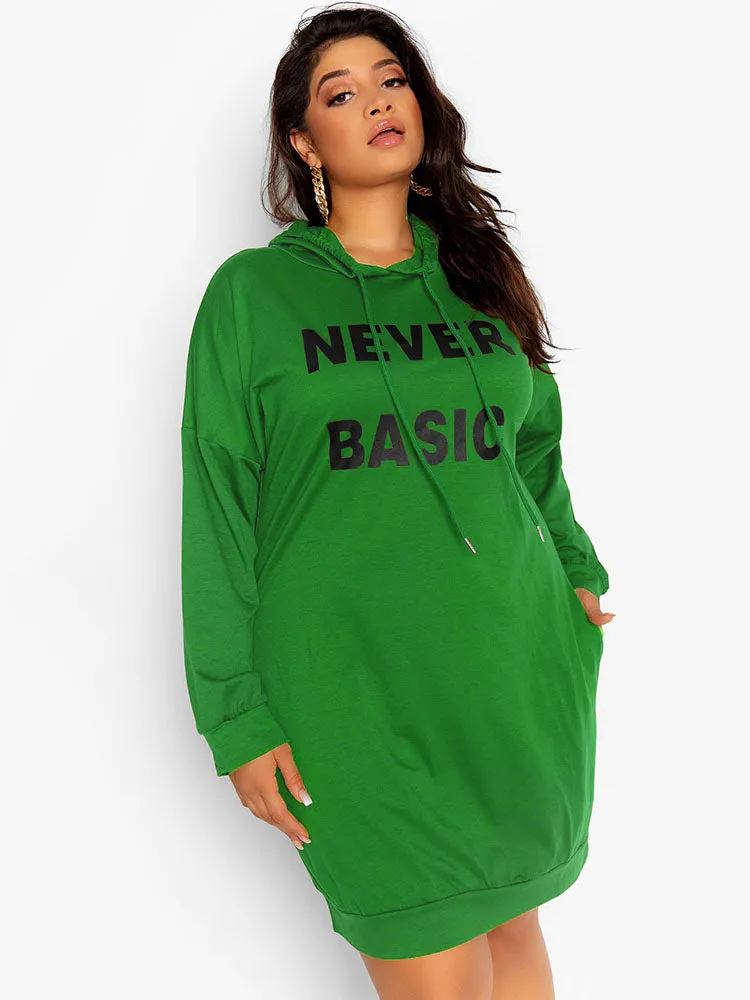 Letter Print Graceful Hoodie Dress