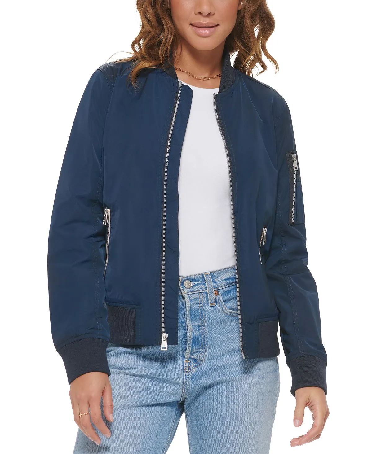 Levi's Women's Lightweight Zip Bomber, Navy Blue