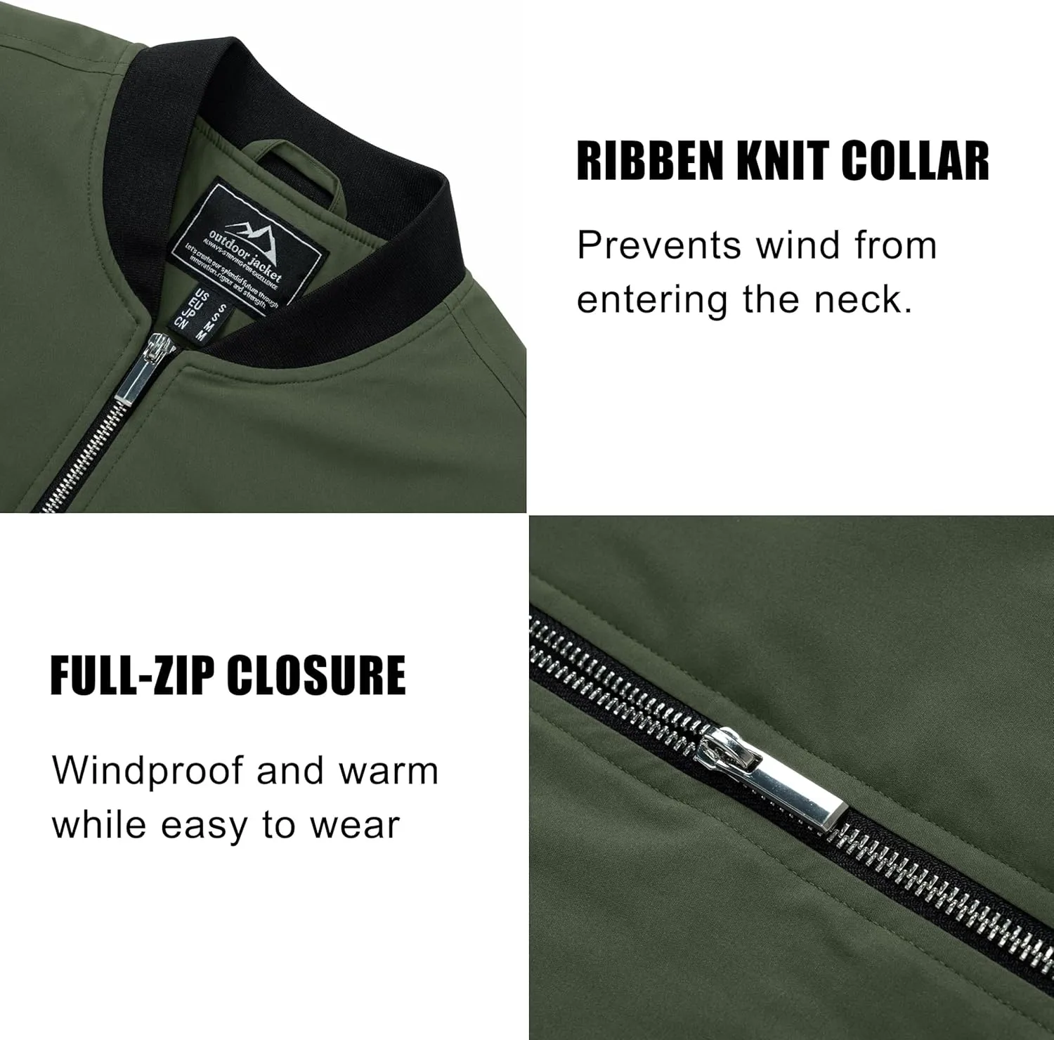 MAGCOMSEN Bomber Jackets for Men Winter Casual Quilted Jacket Warm Windproof Padded Jackets Zip Up Coats