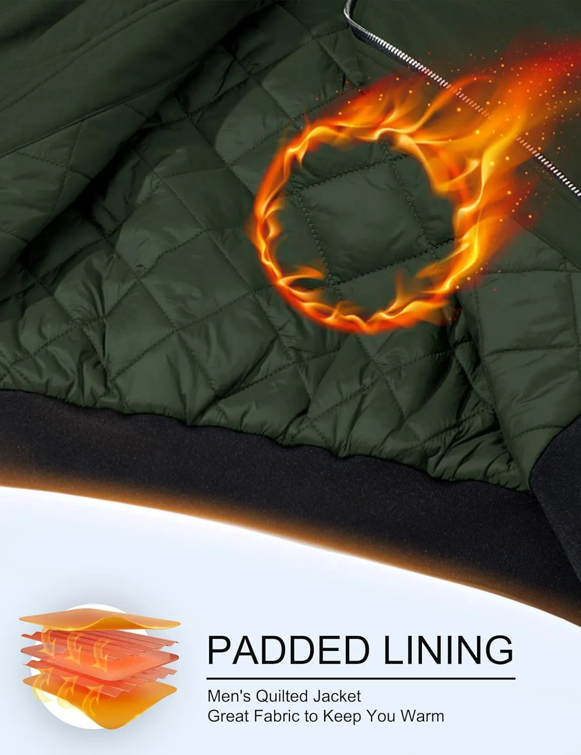 MAGCOMSEN Bomber Jackets for Men Winter Casual Quilted Jacket Warm Windproof Padded Jackets Zip Up Coats