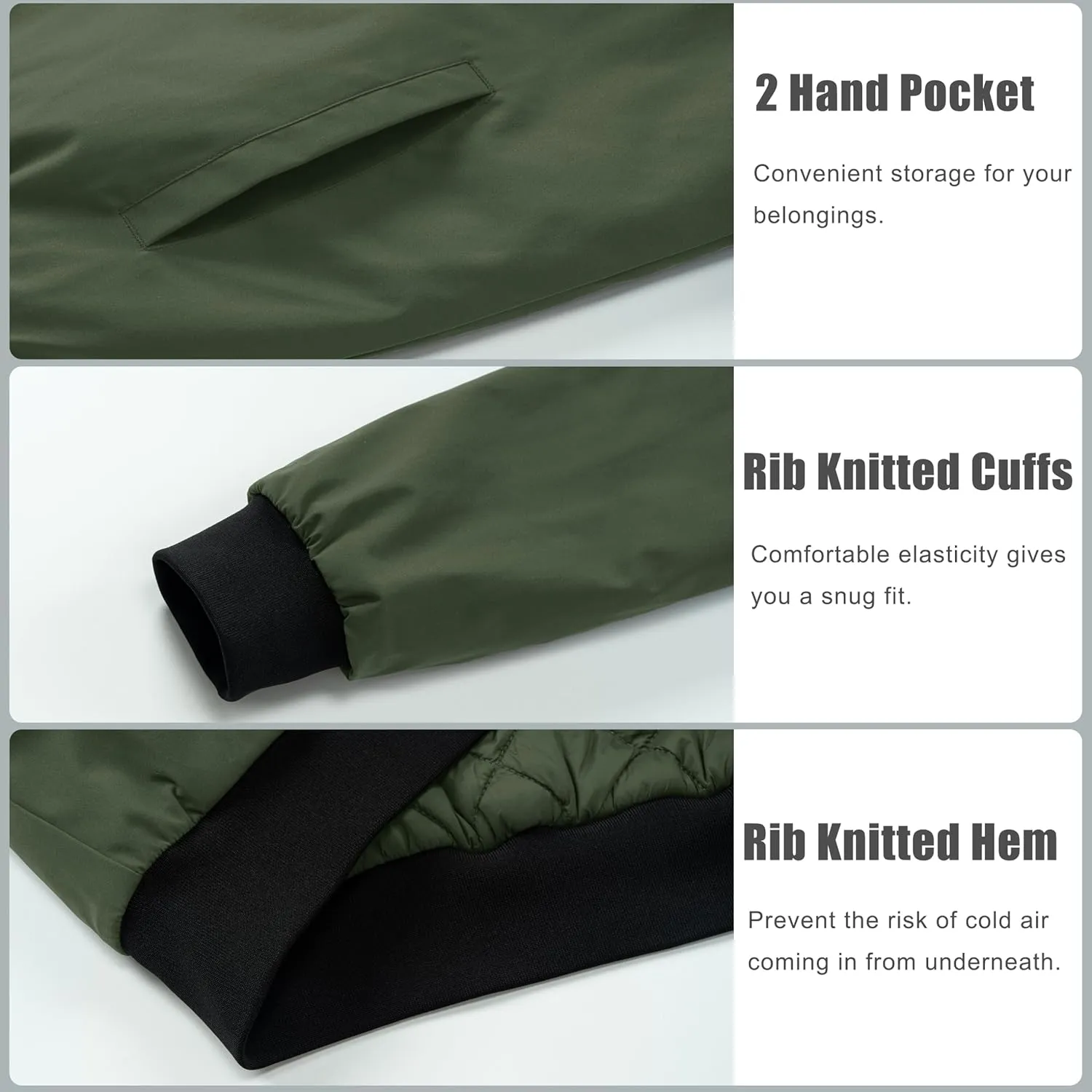 MAGCOMSEN Bomber Jackets for Men Winter Casual Quilted Jacket Warm Windproof Padded Jackets Zip Up Coats