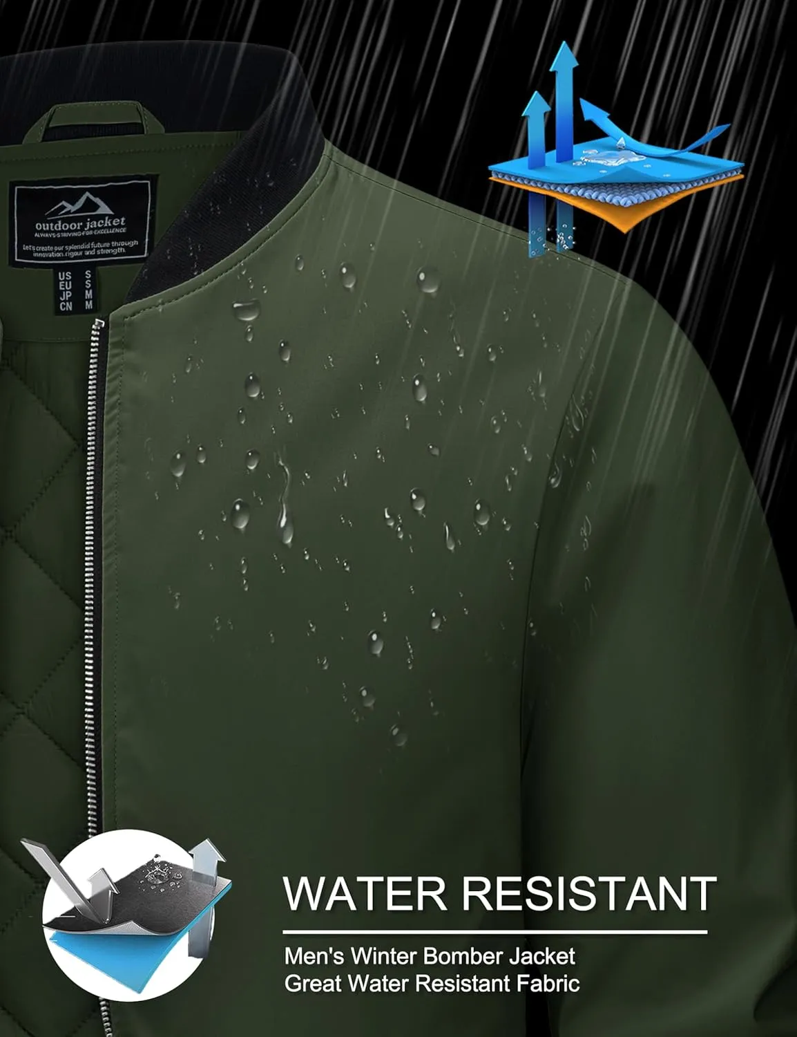 MAGCOMSEN Bomber Jackets for Men Winter Casual Quilted Jacket Warm Windproof Padded Jackets Zip Up Coats