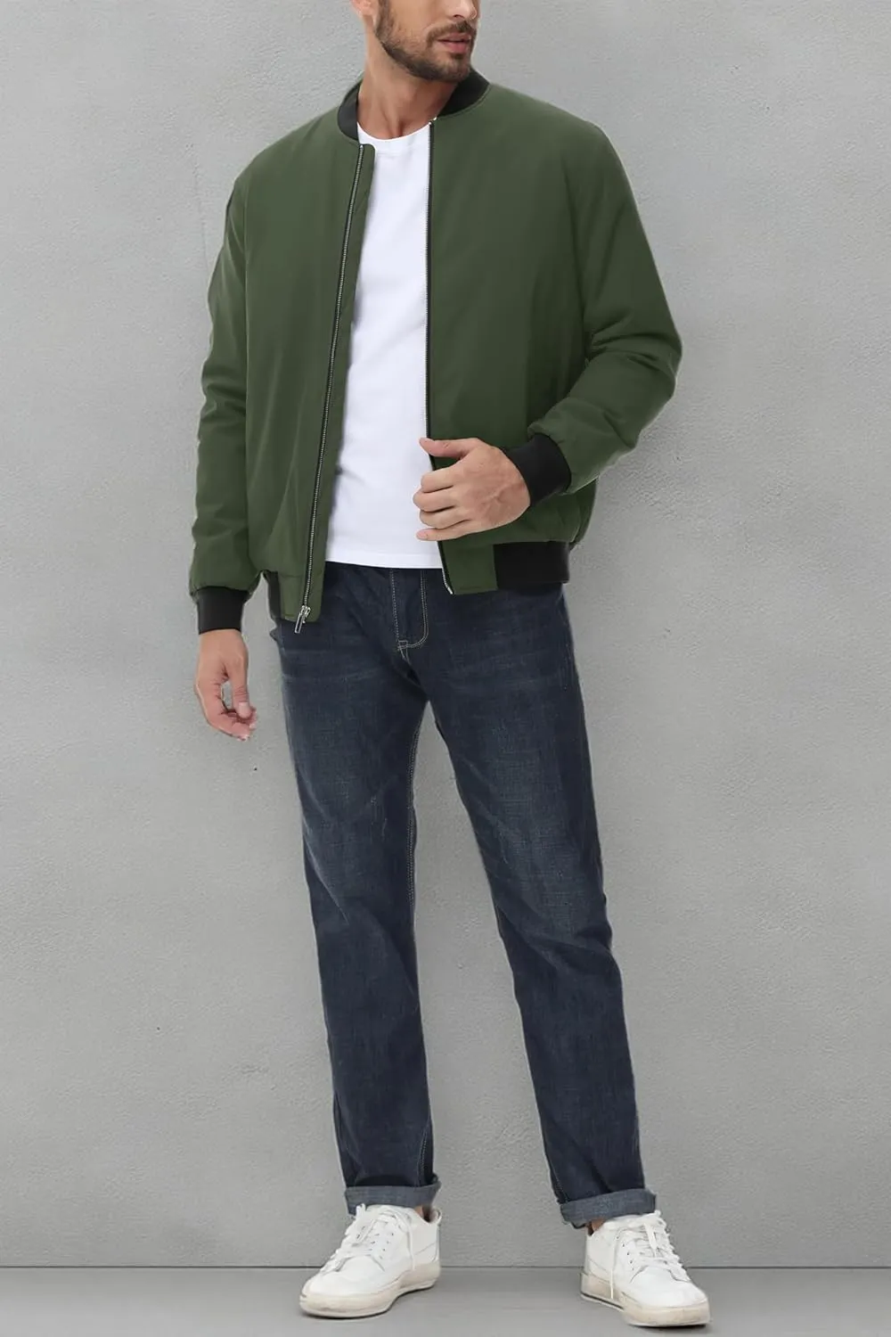 MAGCOMSEN Bomber Jackets for Men Winter Casual Quilted Jacket Warm Windproof Padded Jackets Zip Up Coats