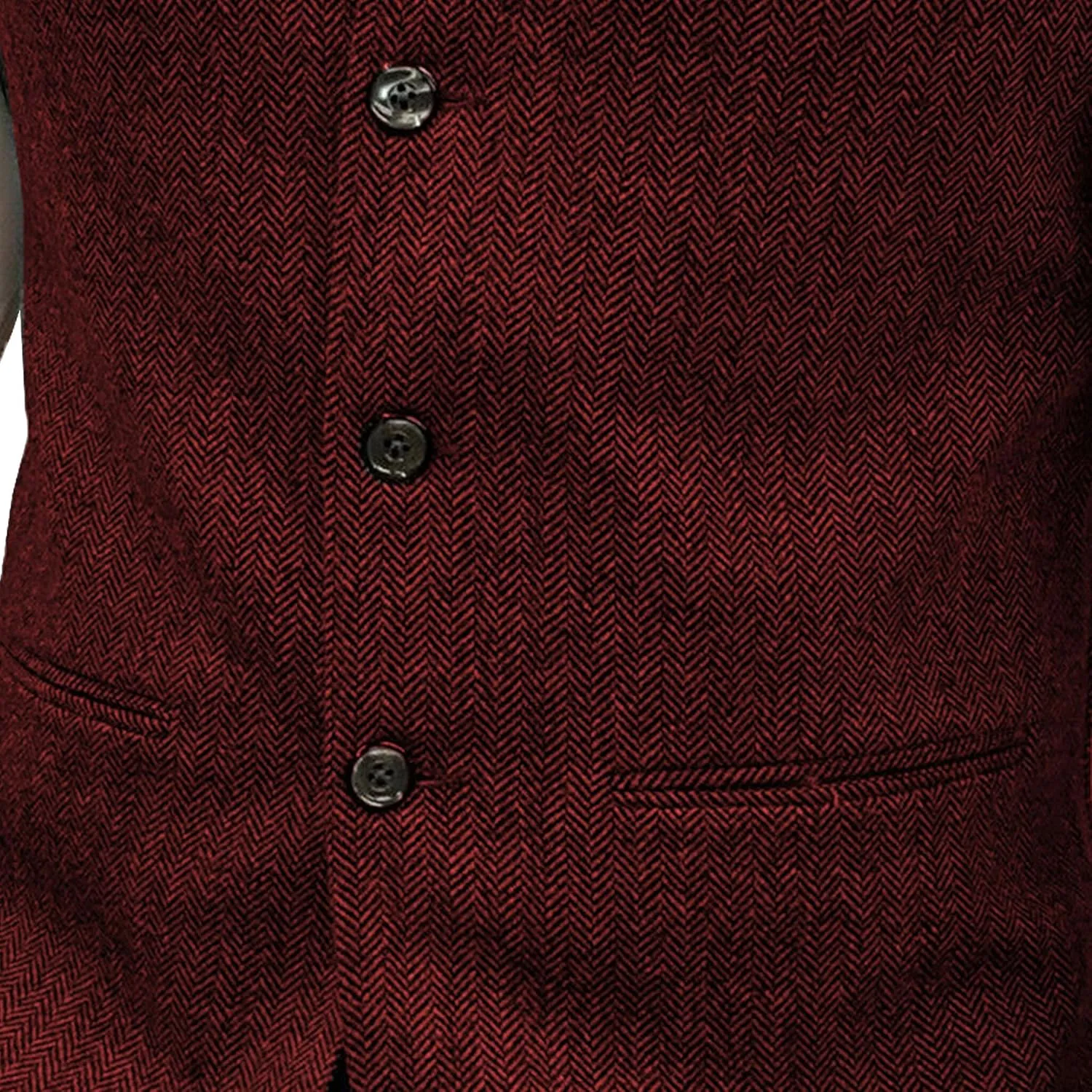 Mens Herringbone Wool Vests Slim Fit High Collar Waistcoats Tweed Wool Regular Fit Dress Vest