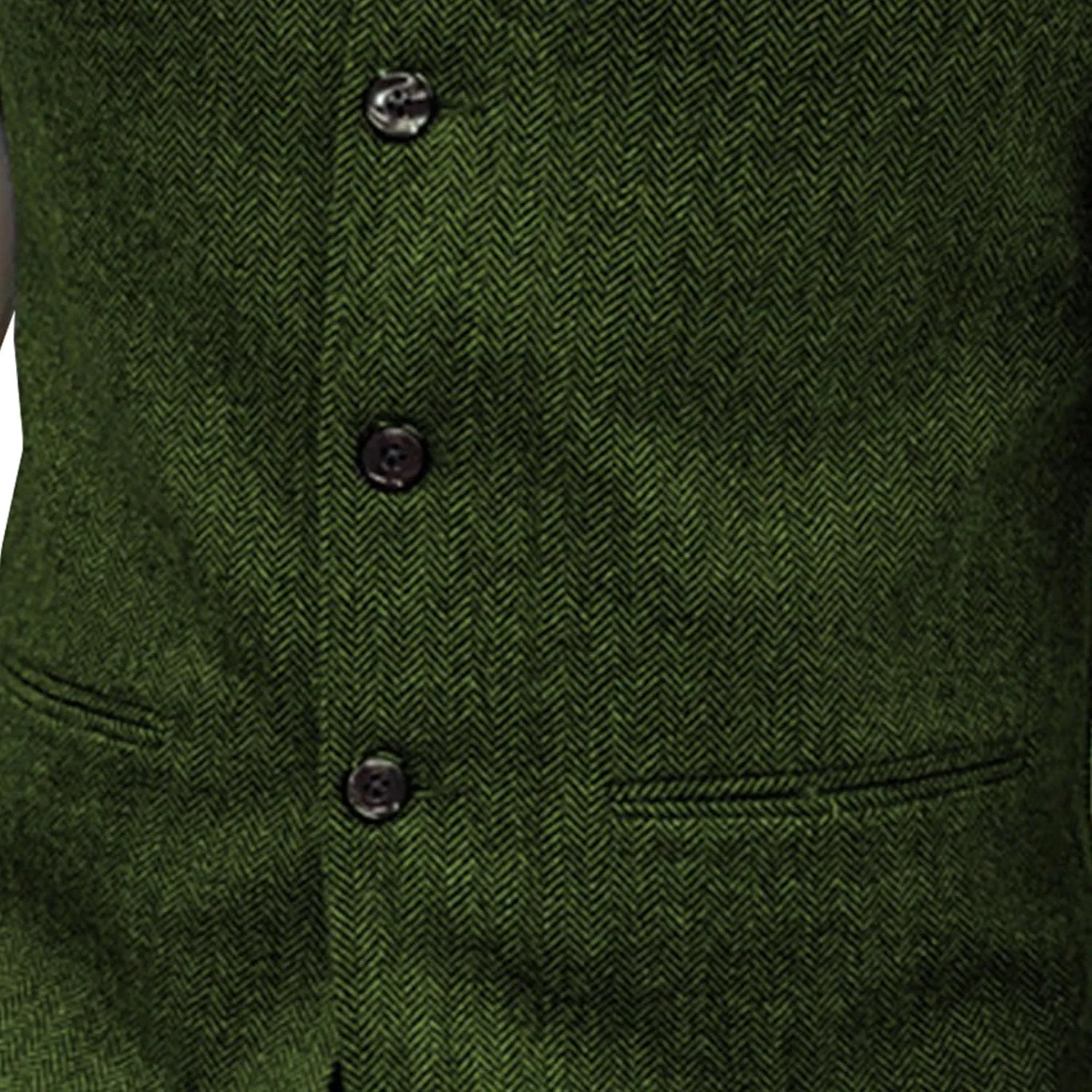 Mens Herringbone Wool Vests Slim Fit High Collar Waistcoats Tweed Wool Regular Fit Dress Vest