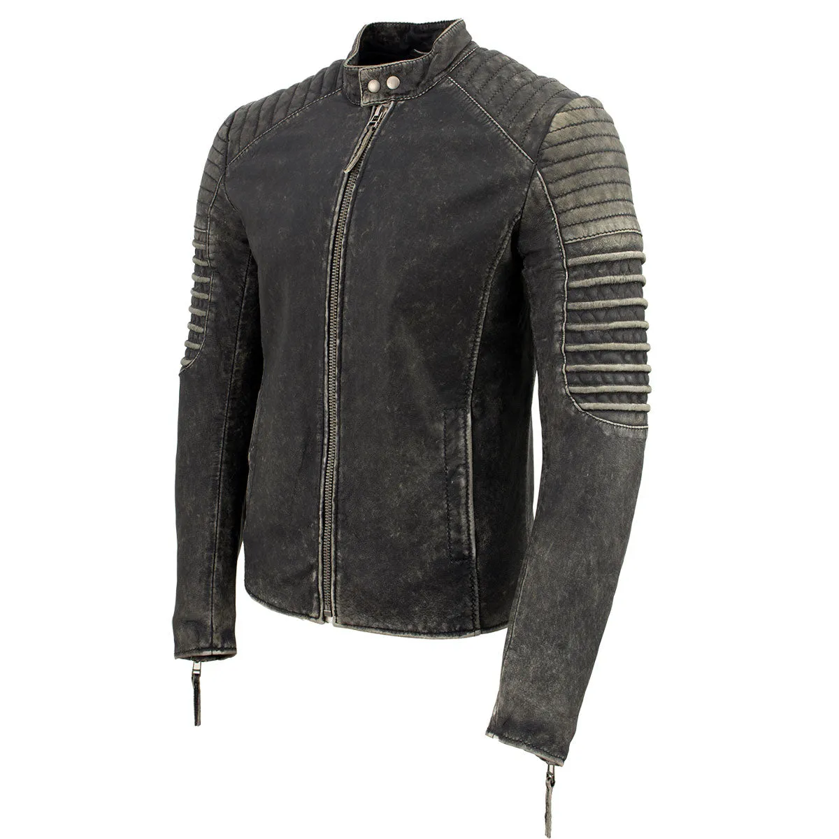 Milwaukee Leather Vintage SFM1808 Men's Black Leather Seamed Shoulder