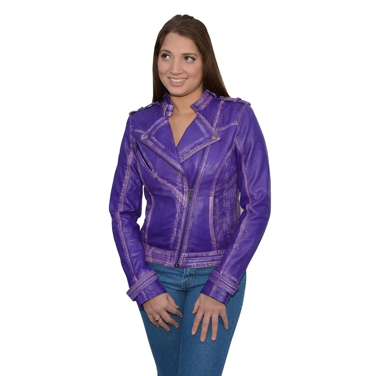 Milwaukee Leather Women's Maiden Purple Premium Sheepskin Motorcycle