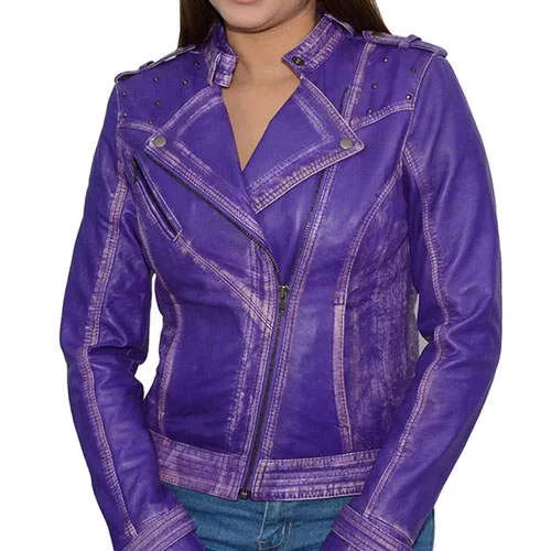 Milwaukee Leather Women's Maiden Purple Premium Sheepskin Motorcycle