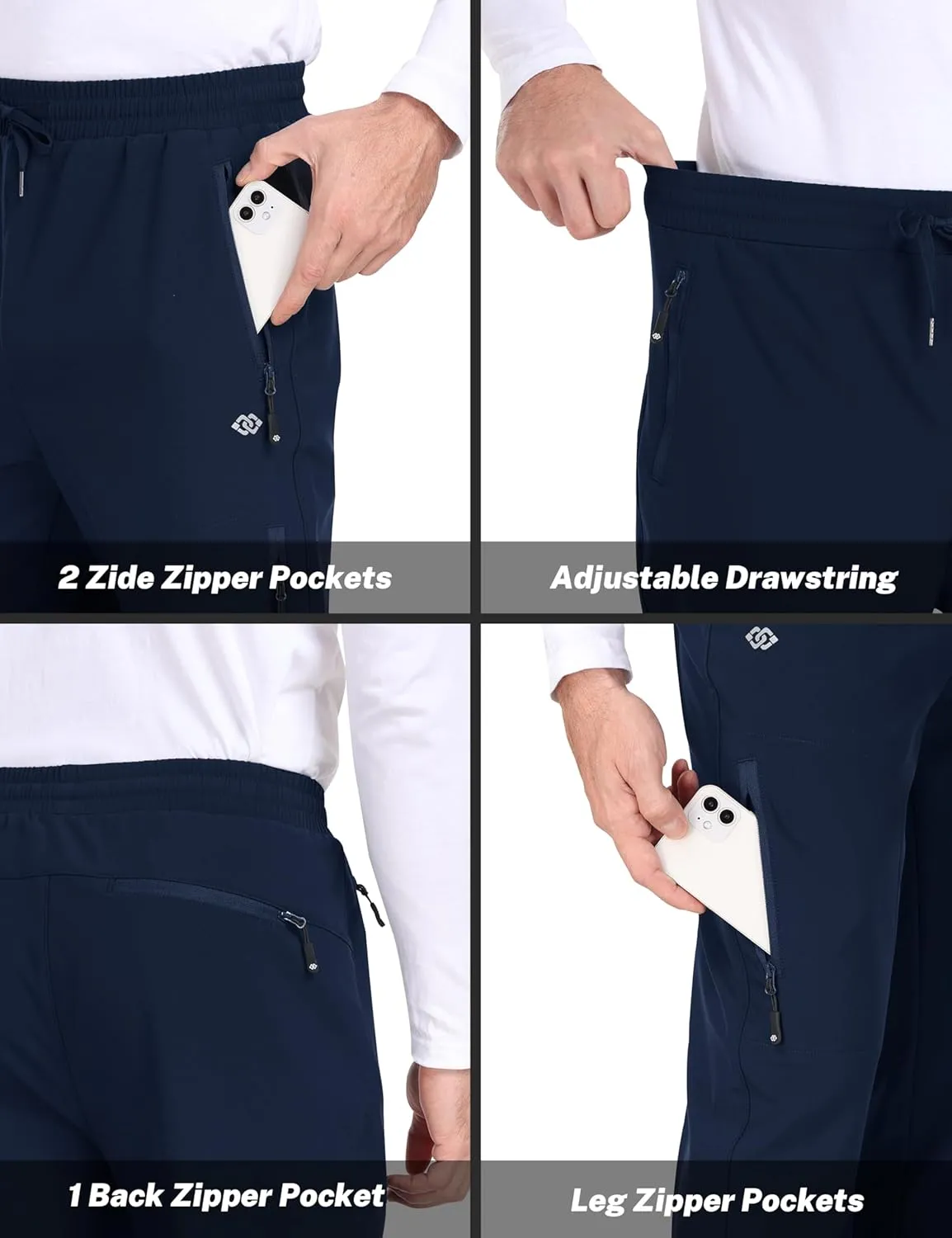 MoFiz Men's Hiking Pants Winter Fleece Windbreak Water Resistant Men's Joggers Pants Warm Running Pants