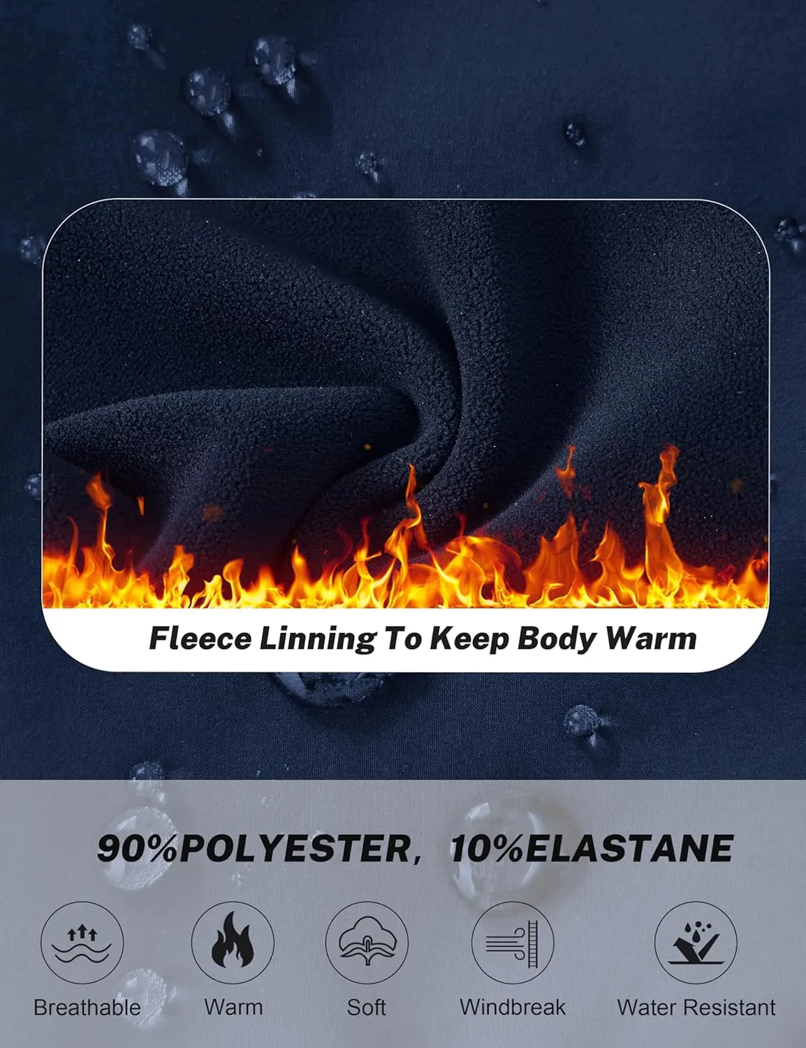 MoFiz Men's Hiking Pants Winter Fleece Windbreak Water Resistant Men's Joggers Pants Warm Running Pants
