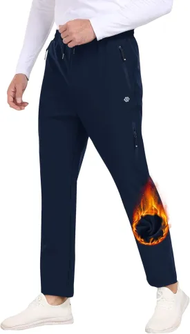 MoFiz Men's Hiking Pants Winter Fleece Windbreak Water Resistant Men's Joggers Pants Warm Running Pants