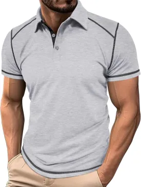 Nuofengkudu Men's Polo Shirts Short Sleeve Slim Fit Tops Color Block Casual Golf T-Shirt