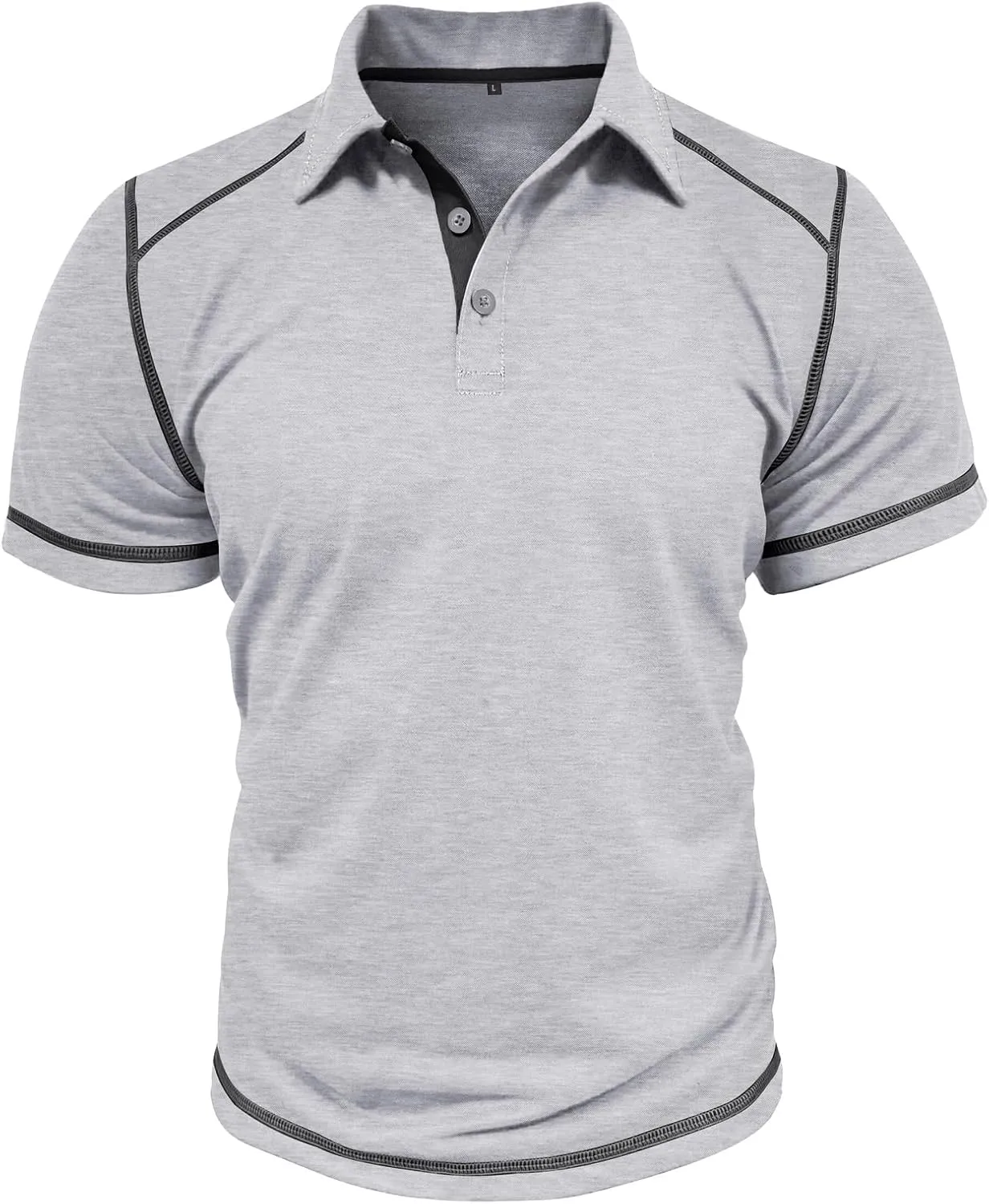 Nuofengkudu Men's Polo Shirts Short Sleeve Slim Fit Tops Color Block Casual Golf T-Shirt