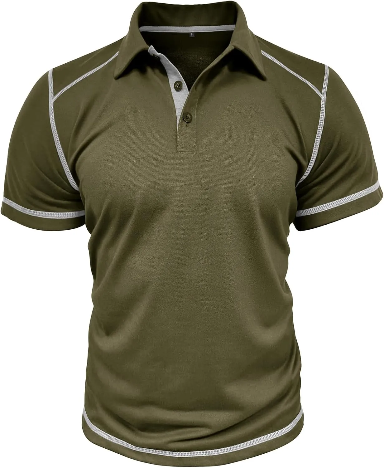 Nuofengkudu Men's Polo Shirts Short Sleeve Slim Fit Tops Color Block Casual Golf T-Shirt
