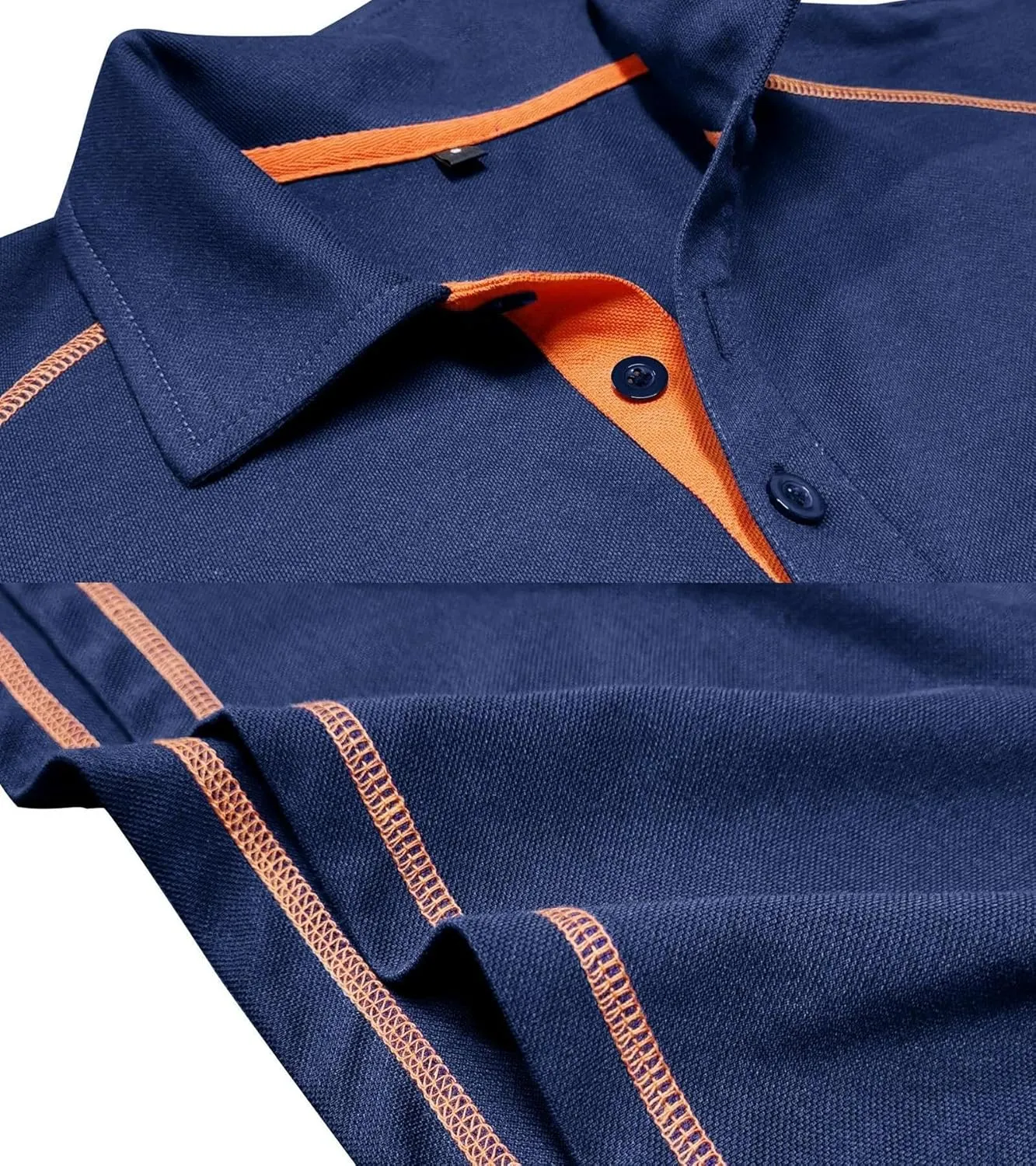 Nuofengkudu Men's Polo Shirts Short Sleeve Slim Fit Tops Color Block Casual Golf T-Shirt