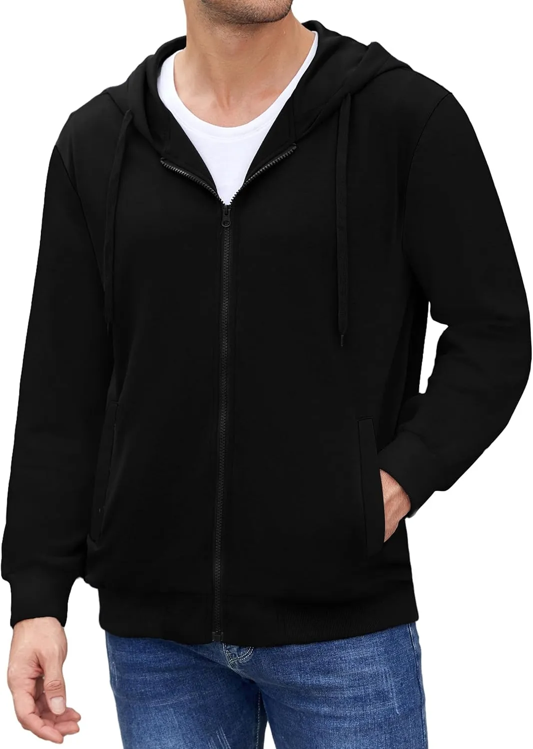PEGENO Mens Casual Full Zip Hoodie Sweatshirt Long Sleeve Coat Fall Winter Outfits Jacket