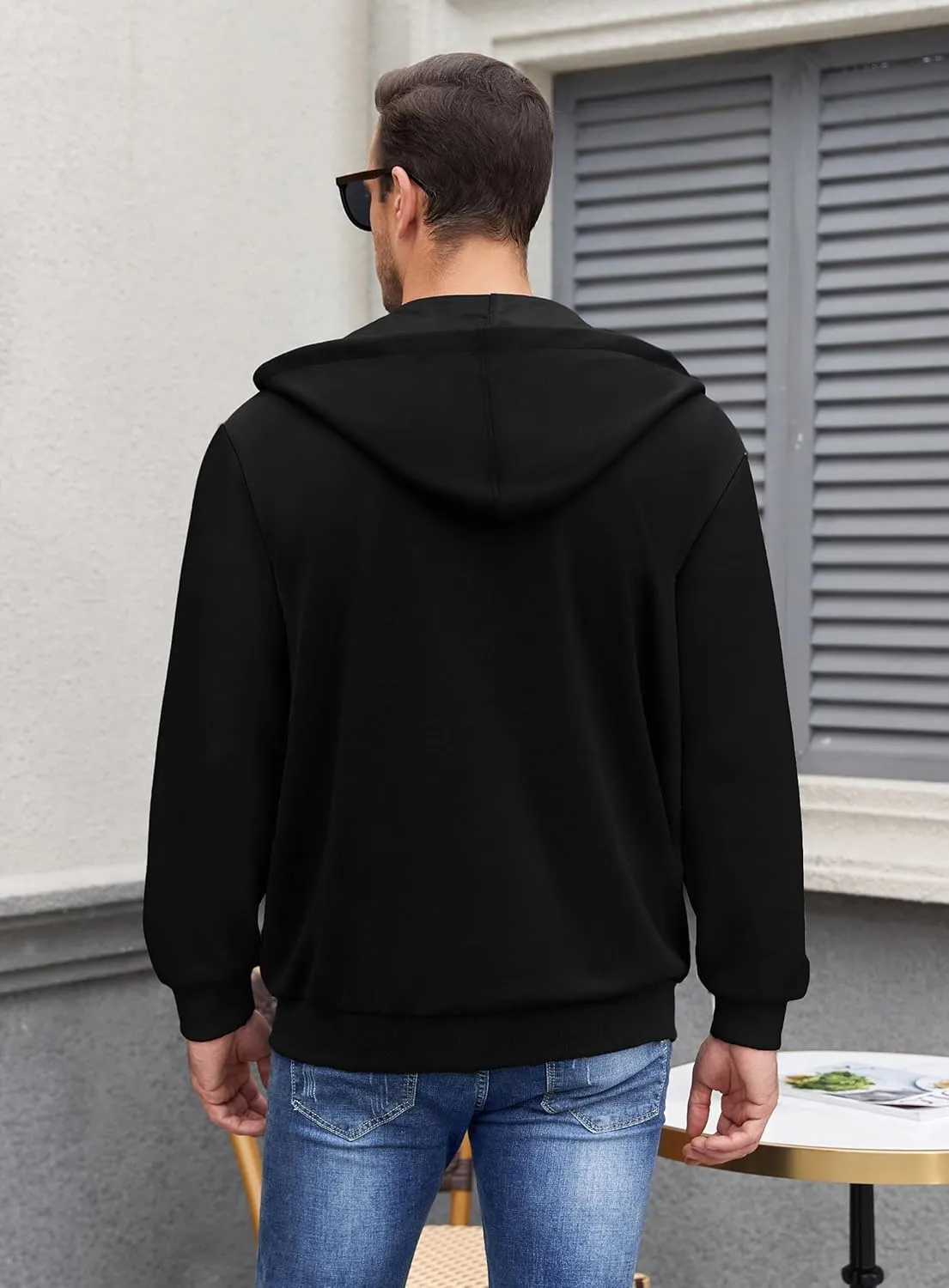 PEGENO Mens Casual Full Zip Hoodie Sweatshirt Long Sleeve Coat Fall Winter Outfits Jacket