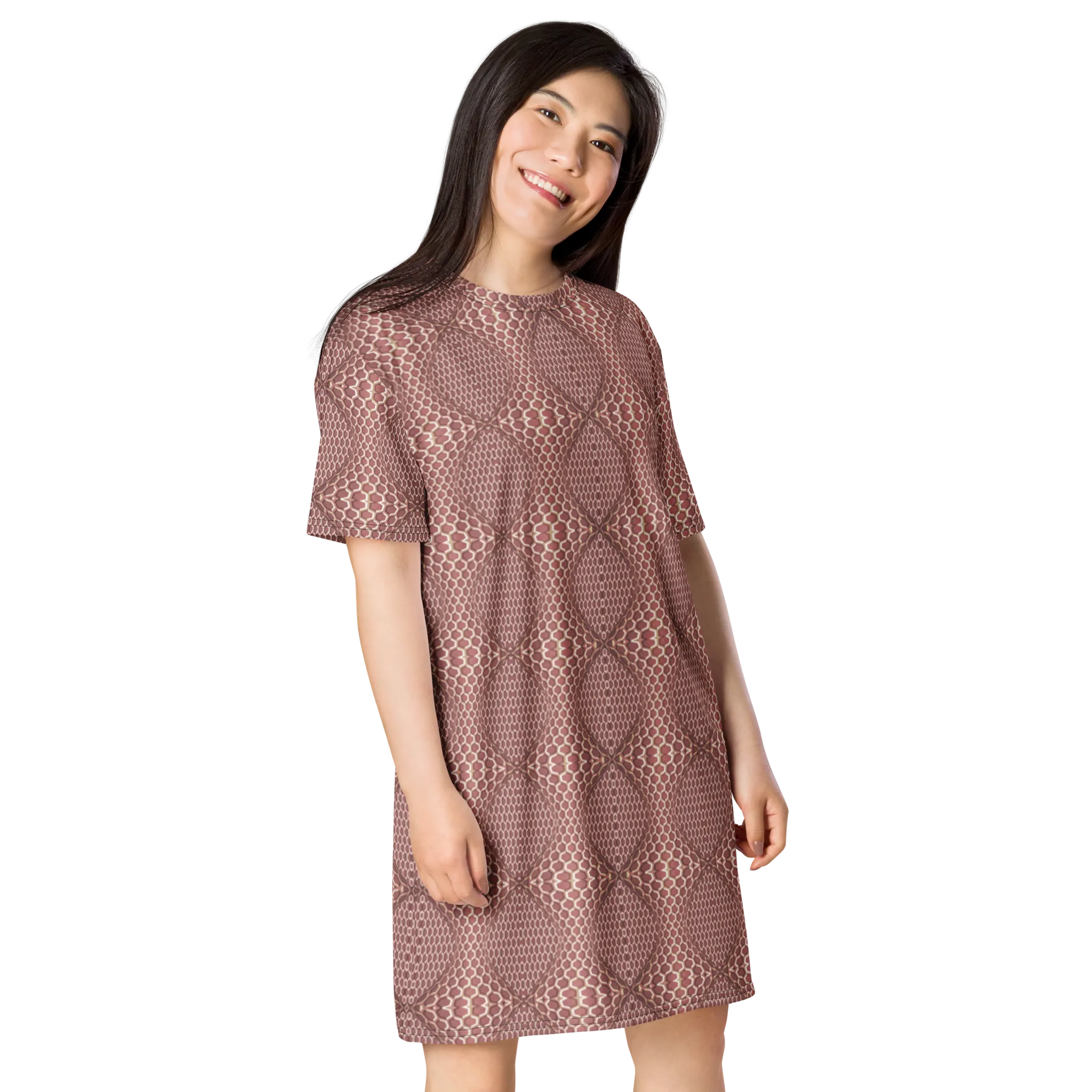 Recursia Illusions Game T-Shirt Dress In Pink