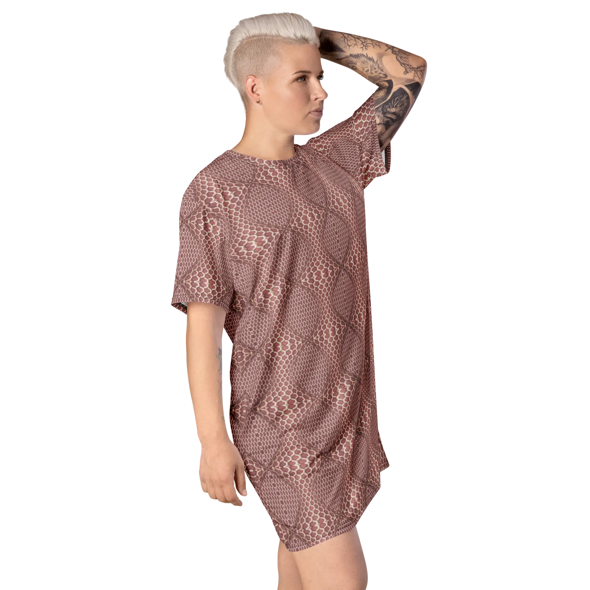 Recursia Illusions Game T-Shirt Dress In Pink