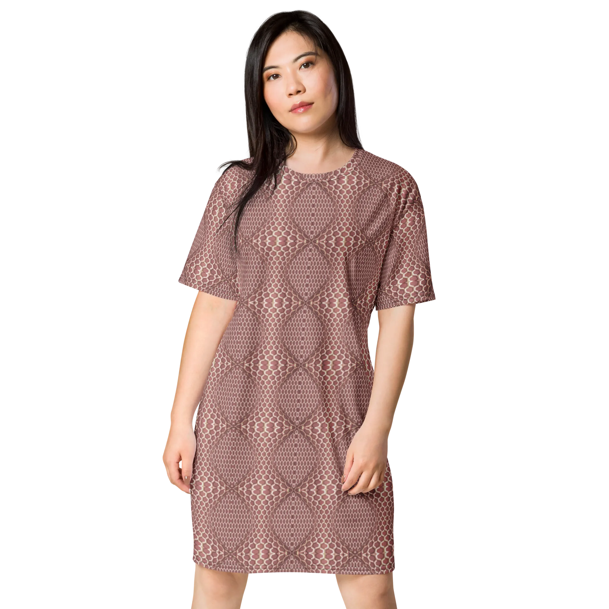 Recursia Illusions Game T-Shirt Dress In Pink