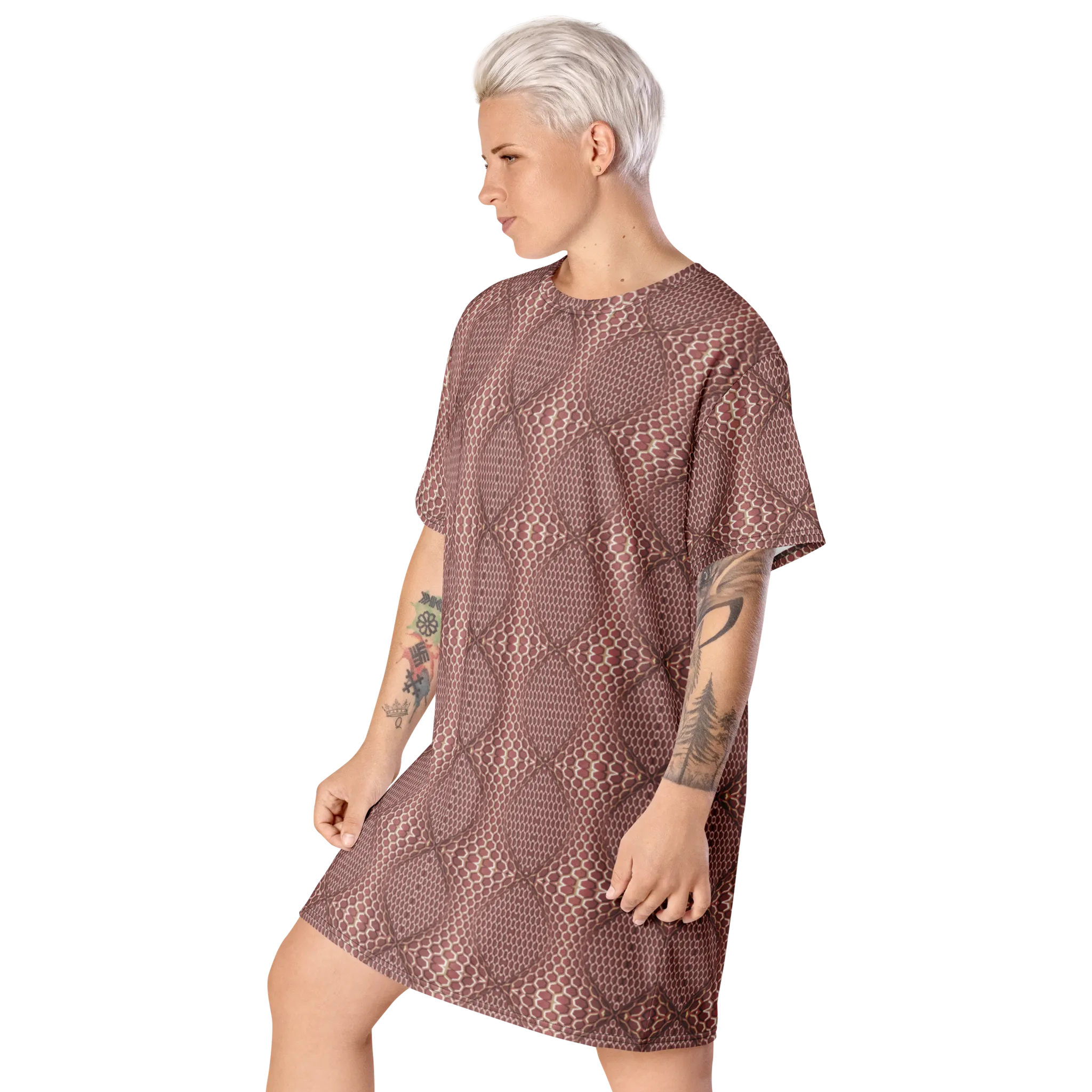 Recursia Illusions Game T-Shirt Dress In Pink
